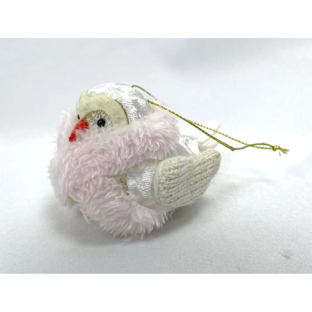 Wondershop Featherly Friends Bird Ornaments Rose Zinny Pink Scarf Faux Fur